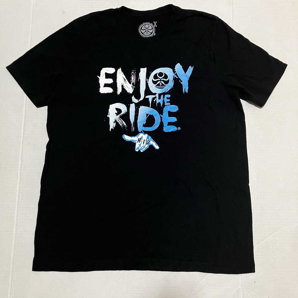 Hawaiian Island Creations HIC Men's XL.  BLACK T‎ Shirt Enjoy the Ride Shaka
